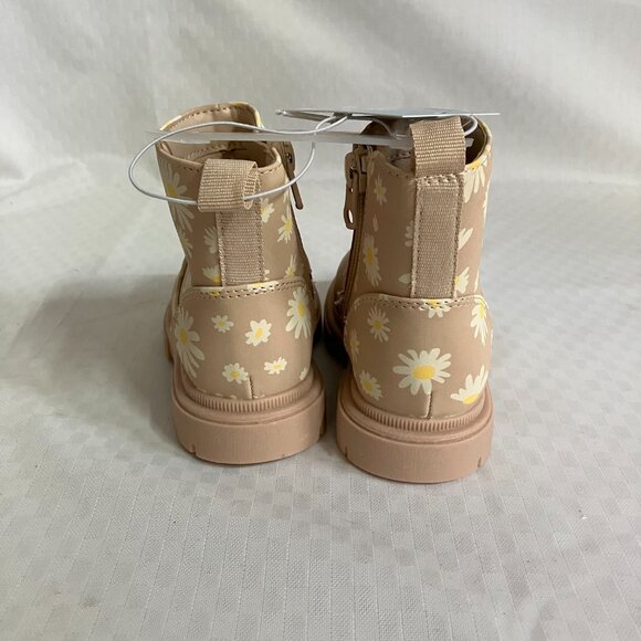 Cat & Jack Toddler Girls' Size 7 Beige Flora Side Zipper Booties Leather - Picture 5 of 7